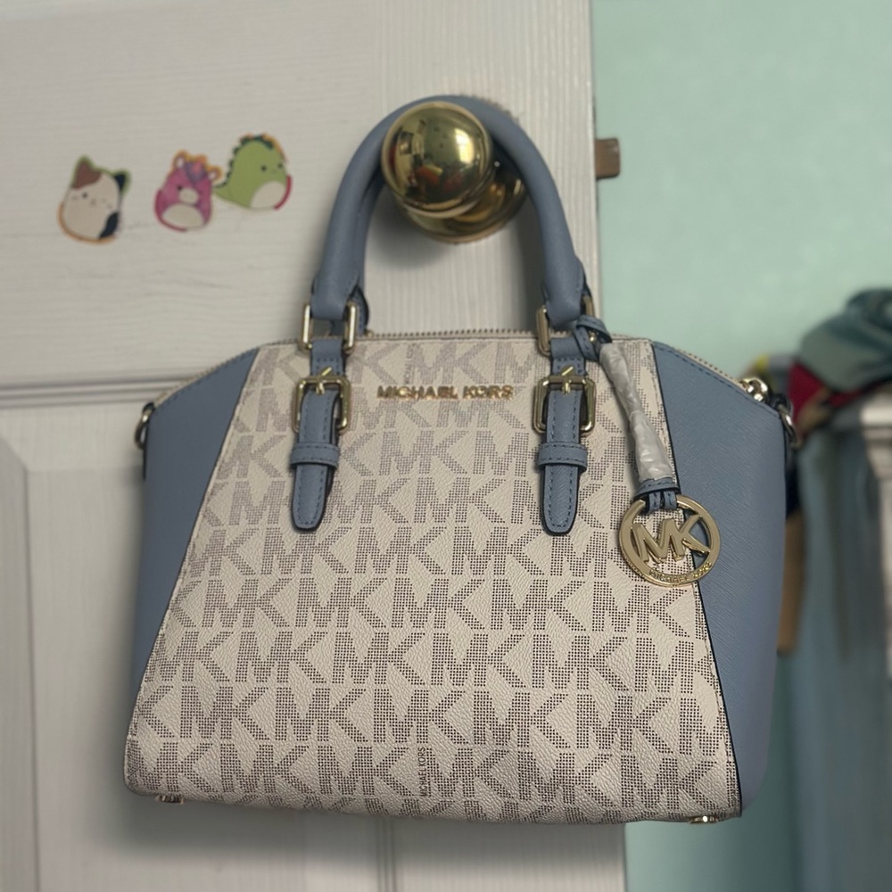 Michael Kors Gray and Blue Satchel
